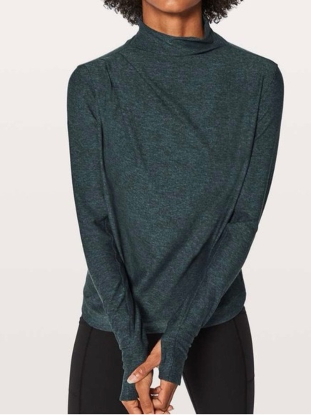 lululemon athletica Heathered Teal Long Sleeve Mock Neck Top 831